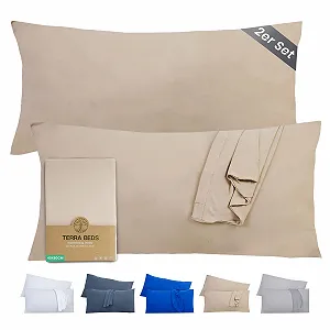 Наволочка Terra Beds 40 x 80 см (Набор 2 шт), Хлопковый трикотаж 160 г/м

, Бежевый - Фото 1