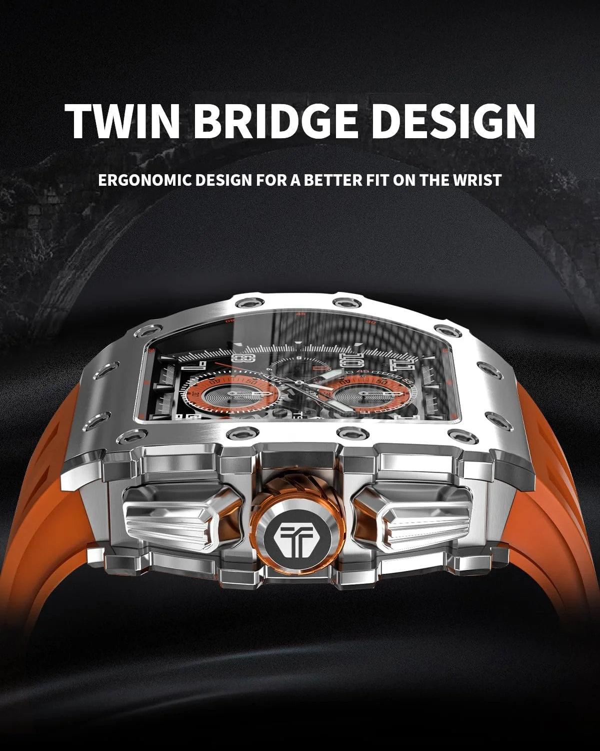 Мужские часы Квадратные Аналоговые TSAR BOMBA 50 м Водонепроницаемые Tonneau Хронограф Спортивный Дизайн Ночные часы с Резиновым Ремешком, фото №3 Мужские часы Квадратные Аналоговые TSAR BOMBA 50 м Водонепроницаемые Tonneau Хронограф Спортивный Дизайн Ночные часы с Резиновым Ремешком, фото №3