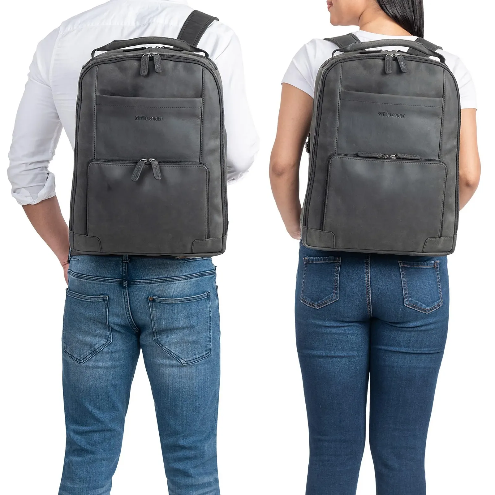 Рюкзак для ноутбука STILORD Harlow XL Leather 15-17 дюймов Антрацит, фото №3