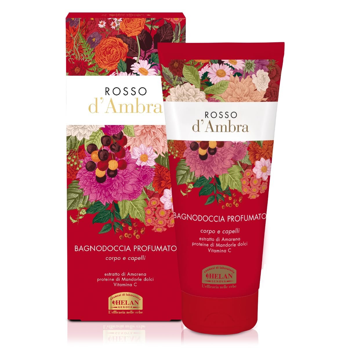 Шампунь и гель для душа Helan Amber Red с витамином C и сладким миндалем 200 мл, фото №1