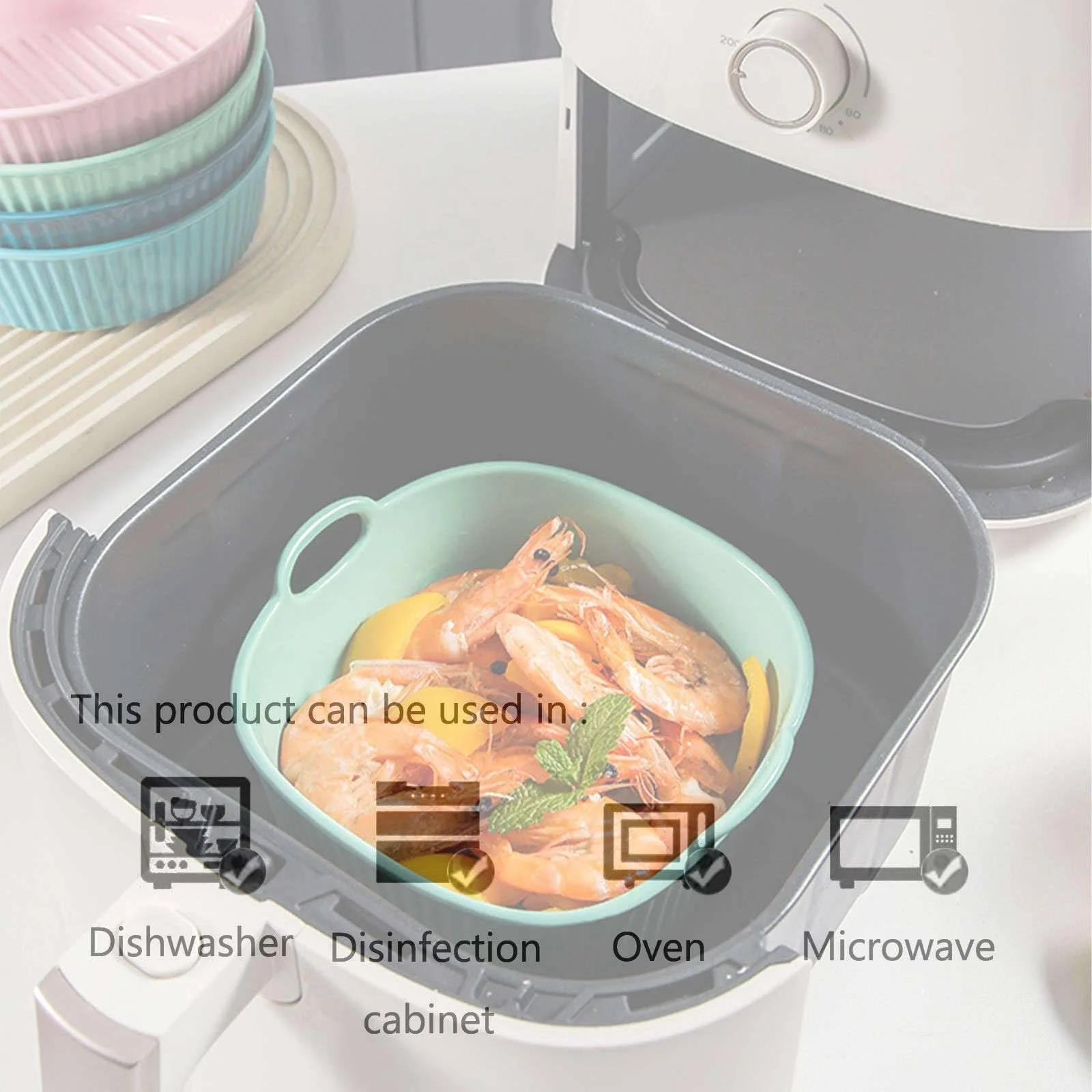 Форма для лазаньї прямокутна керамічна 850 мл 20 x 19 x 6 см зелена з ручкою, фото №4