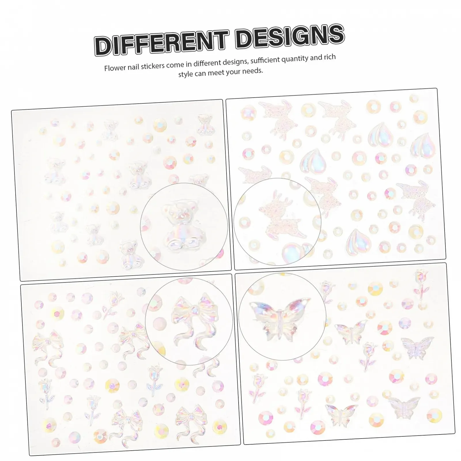 Стразы для ногтей WOONEKY, 4 лепестка, бусины, блестки для дизайна ногтей, самоклеящиеся, для маникюра и декора, фото №2