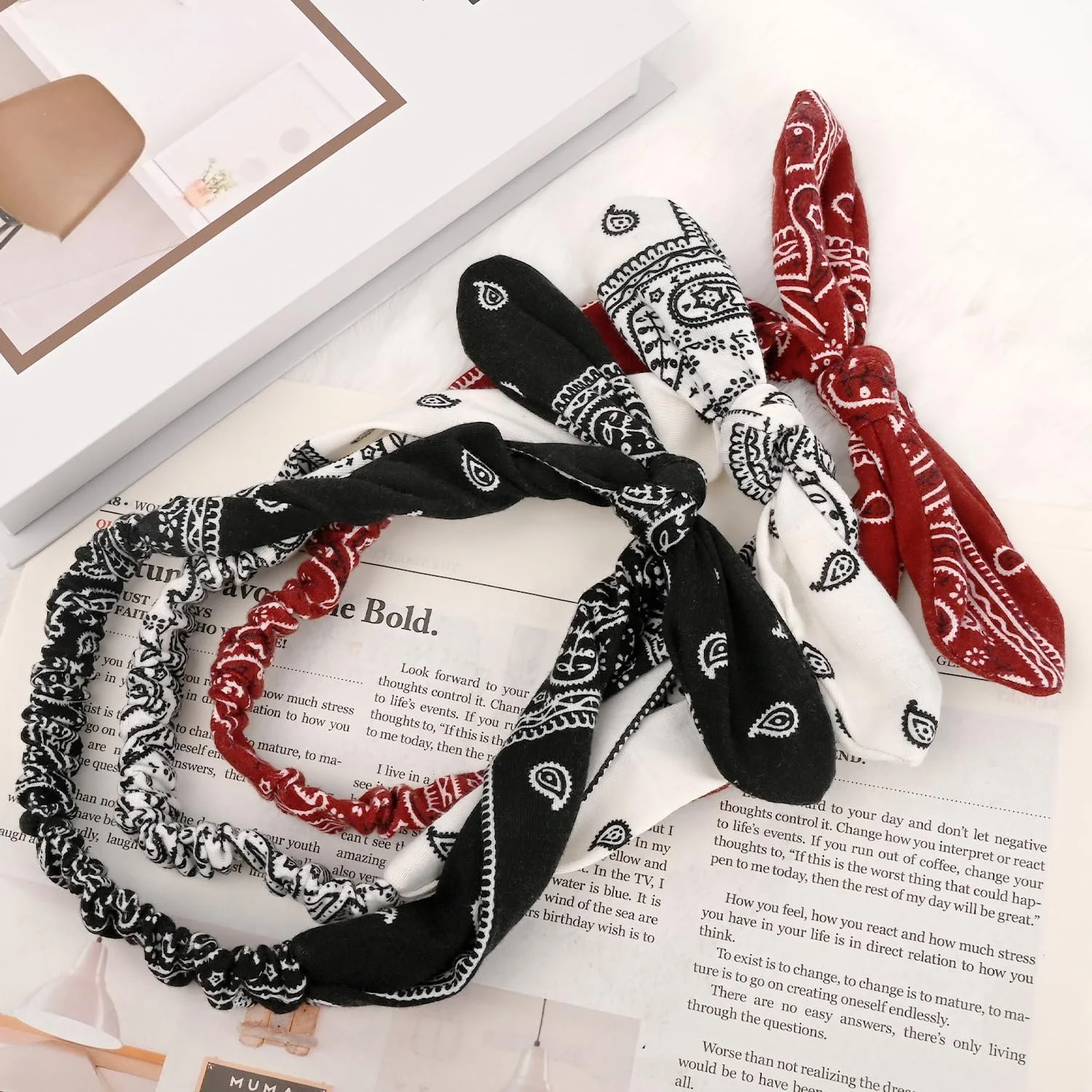 Пов'язка на голову Еластична бандана з кролячими вушками Ретро Бохо, фото №4