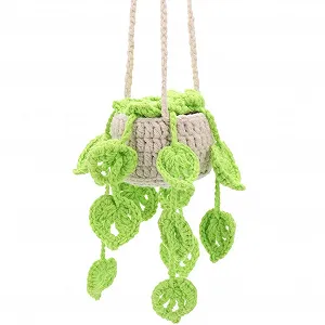 Аксессуар подвесной для авто GORGECRAFT вязаная корзина с растением Green - Фото 1
