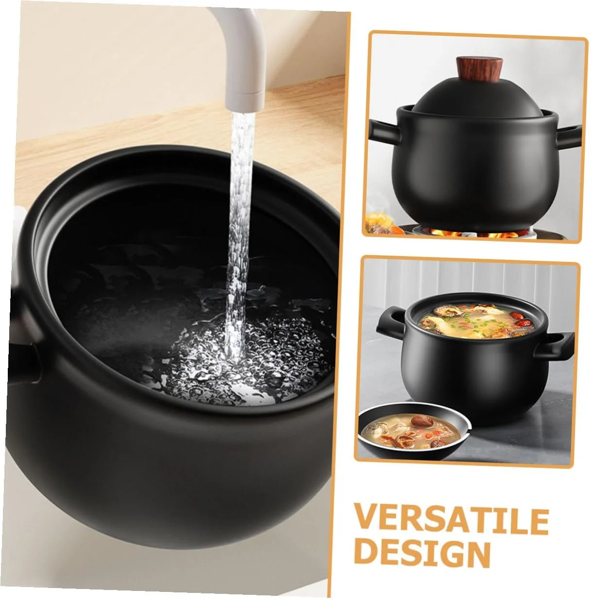 Каструля VILLCASE з кришкою термостійка для газової плити керамічна, фото №4 Каструля VILLCASE з кришкою термостійка для газової плити керамічна, фото №4