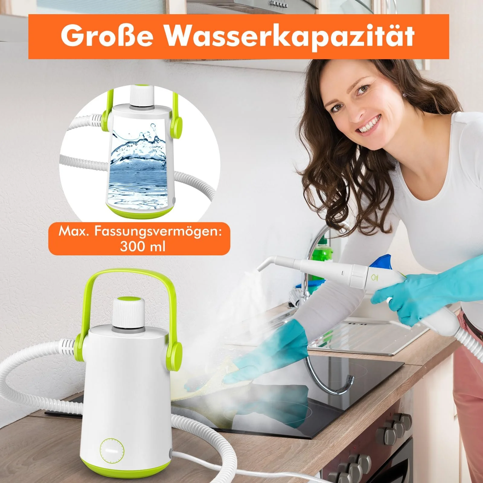 Ручной пароочиститель GOPLUS 1000 W 3 bar 300 мл 10 аксессуаров, фото №4 Ручной пароочиститель GOPLUS 1000 W 3 bar 300 мл 10 аксессуаров, фото №4