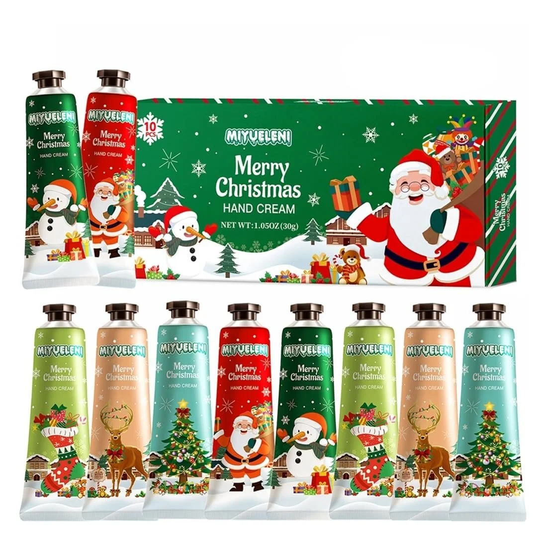Набір Різдвяних Кремів для Рук, 10 шт, Крем для Догляду за Руками, фото №1