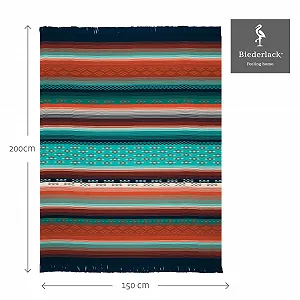 Одеяло Biederlack Peru Мягкое Хлопковое Темно-синий/Оранжевый 150 x 200 см synthetic.ua - Фото 1