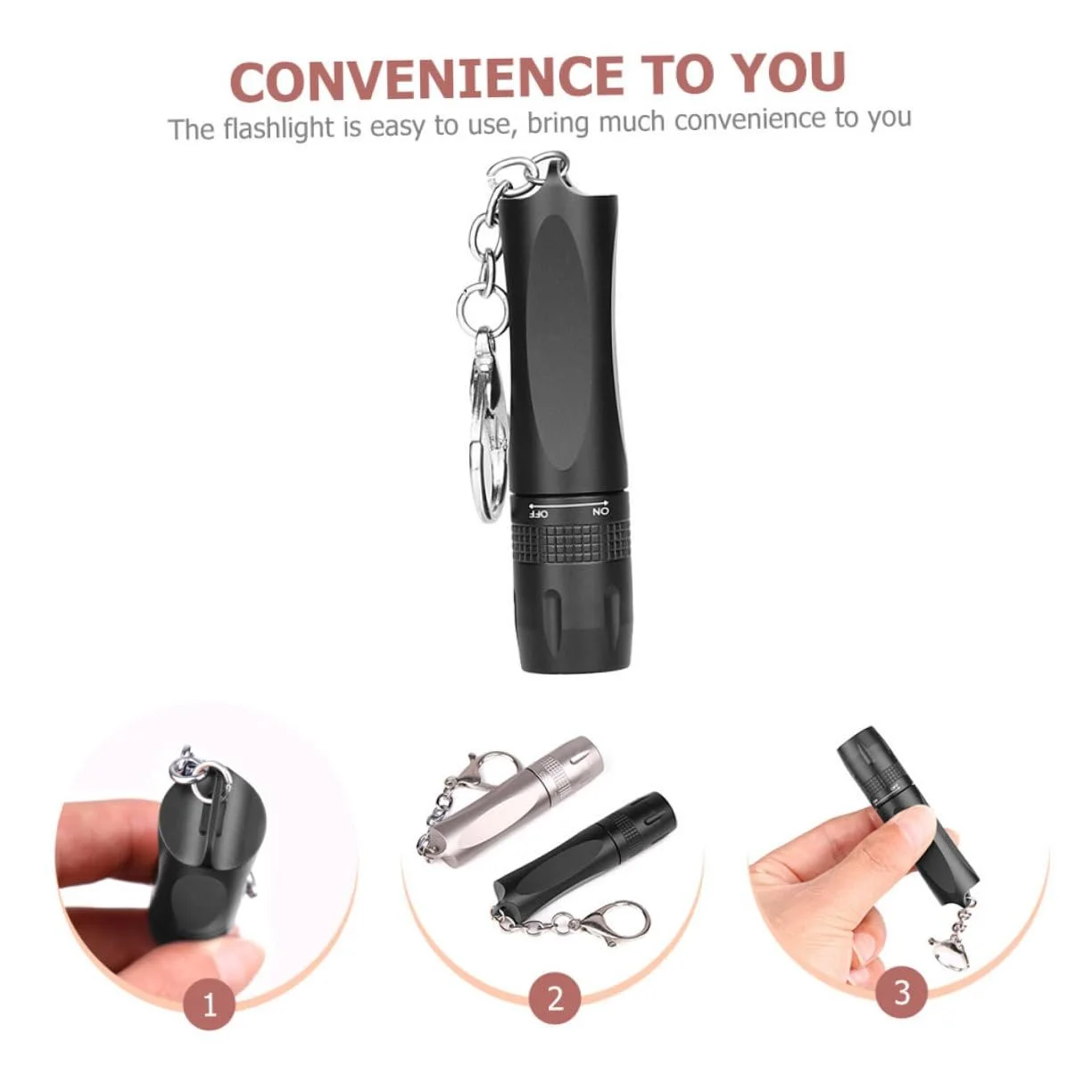 Міні LED ліхтарик-брелок Маленький ручний Сильне світло Чорний, фото №4