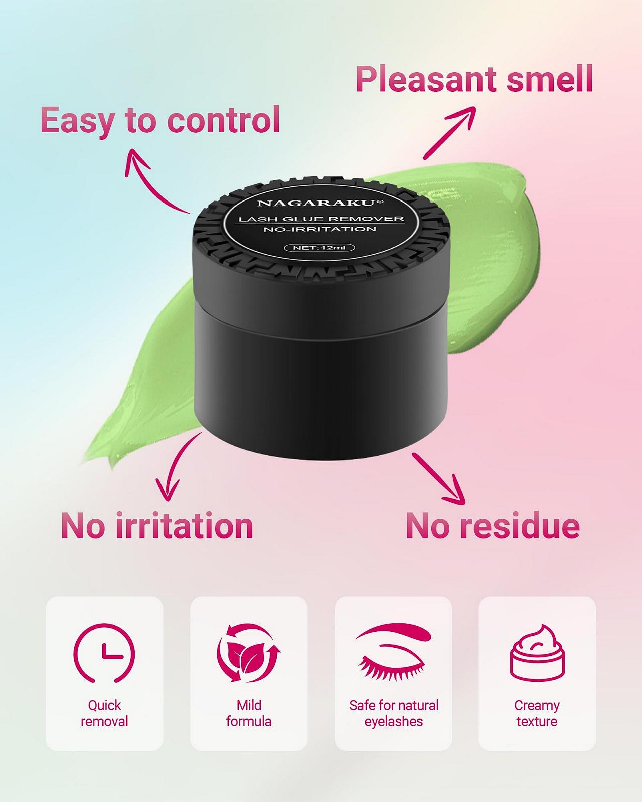 Крем-паста NAGARAKU Eyelash Extensions Glue Remover 12 мл Легкий Без стимуляції Фруктовий аромат Засоби для зняття клею Професійний для салону, фото №2