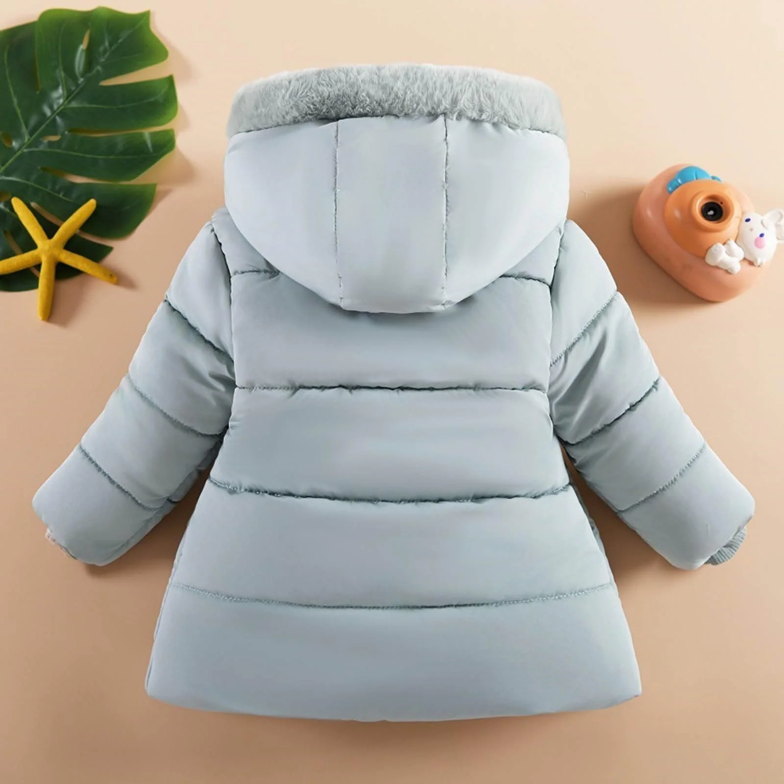 Зимнее пальто с капюшоном Generisch для девочек, хлопковая куртка средней длины, детская зимняя куртка на флисовой подкладке, теплое зимнее пальто-пуховик, водонепроницаемая верхняя куртка с искусственным мехом, фото №2