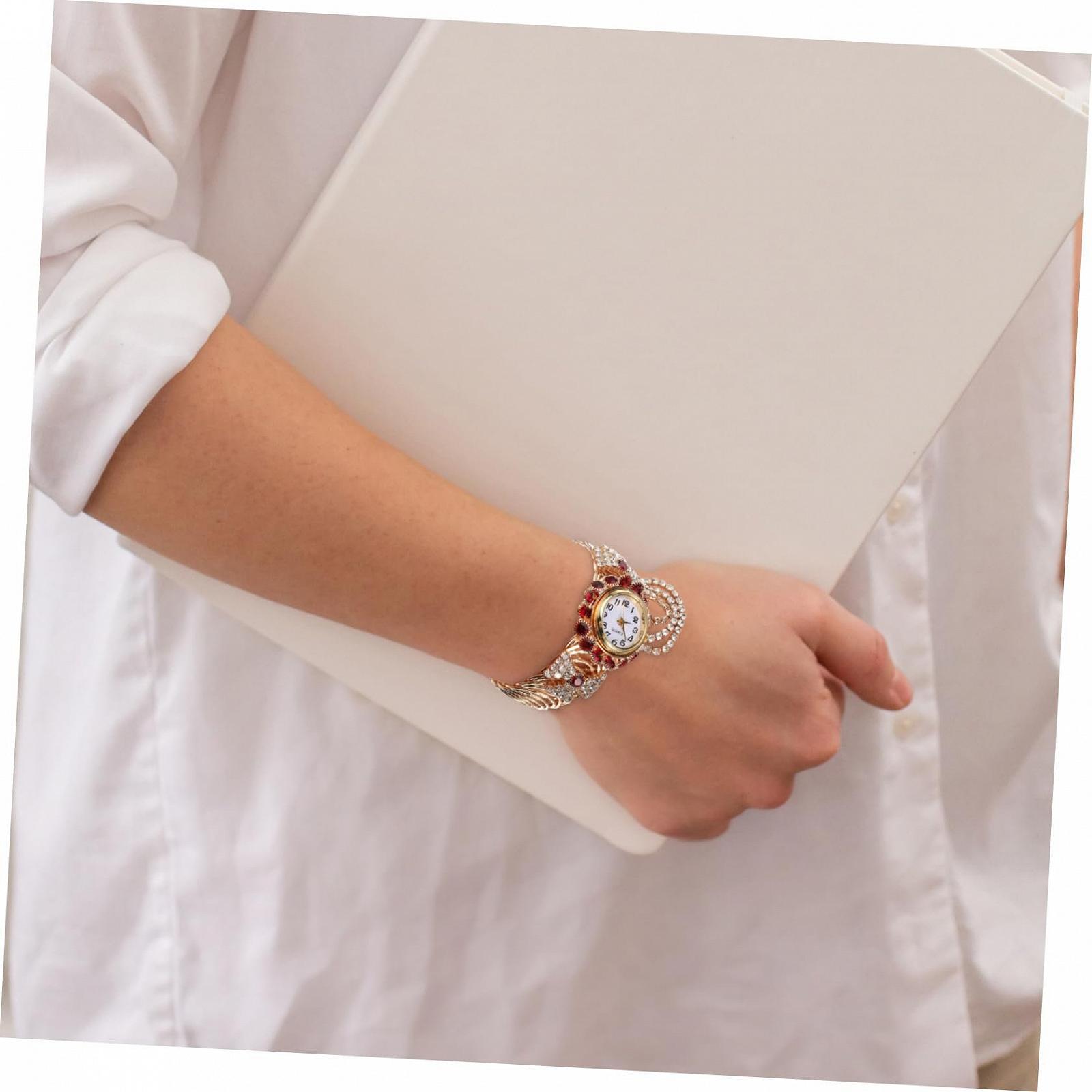 Женские часы Beaupretty Элегантные часы с ремешком из нержавеющей стали для особых случаев, темно-красный, легкий, фото №4