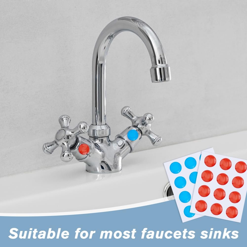 Наклейки на кран SUPERFINDINGS Индикаторы горячей и холодной воды Эпоксидная смола 10 мм Набор 24 шт., фото №5