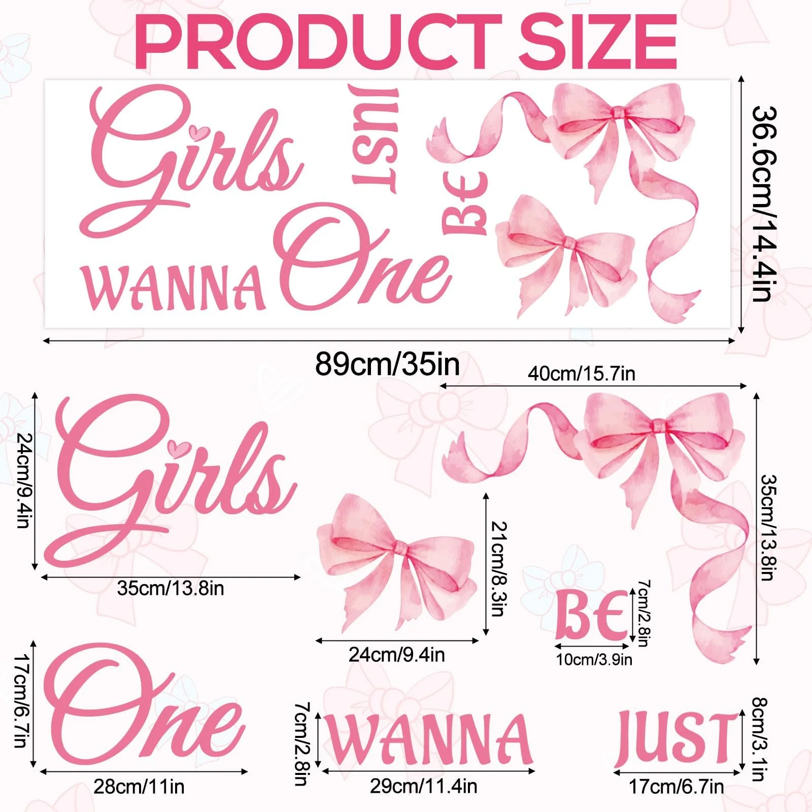 Наклейка на стіну BOXOB Girls Just Wanna Be One Рожевий бант, фото №2 Наклейка на стіну BOXOB Girls Just Wanna Be One Рожевий бант, фото №2