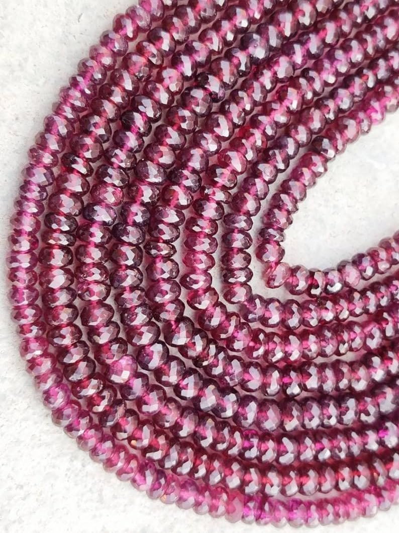 Бусины Родолит Гранат круглые граненые 4-4.5 мм, нить длиной 33 см, драгоценные камни для ожерелья и браслета, фото №3