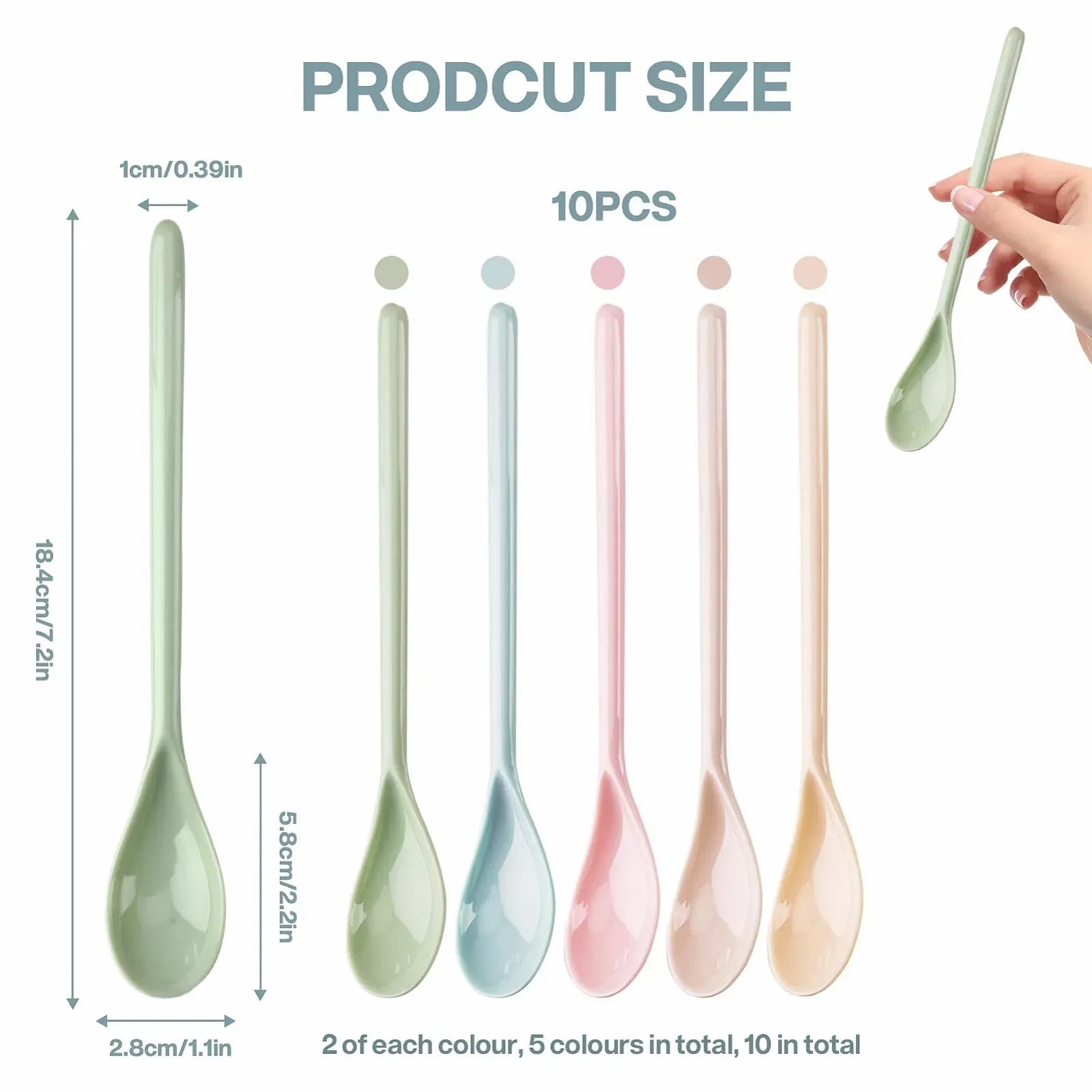 Ложка Пластикова Кольорова Довга, фото №2