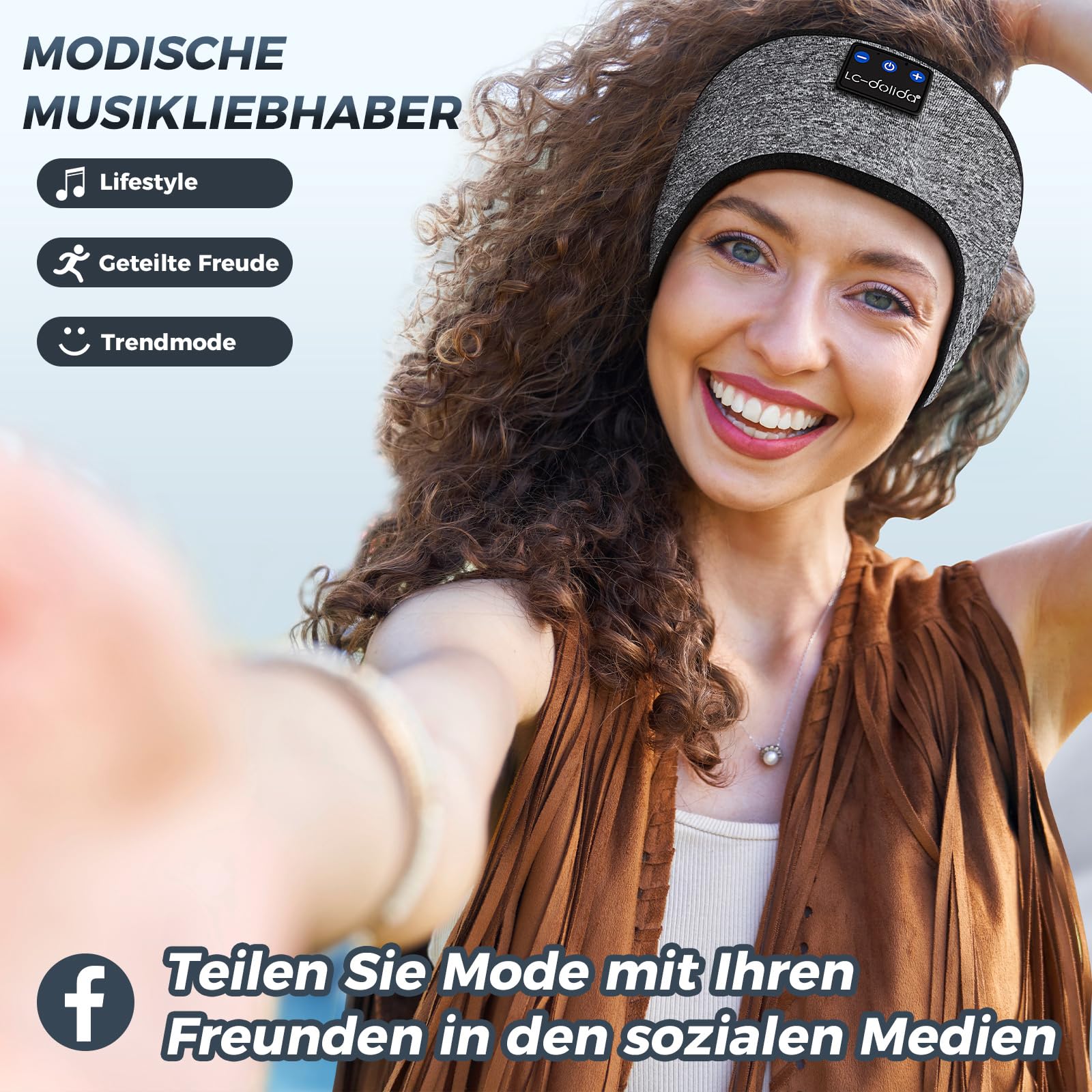 Навушники LC-dolida Sleep Bluetooth 5.4, Sleep Headband, пов'язка на голову, маска для сну, спортивні навушники, музична пов'язка для сну для занять спортом, бігу, йоги, подорожей, фото №6