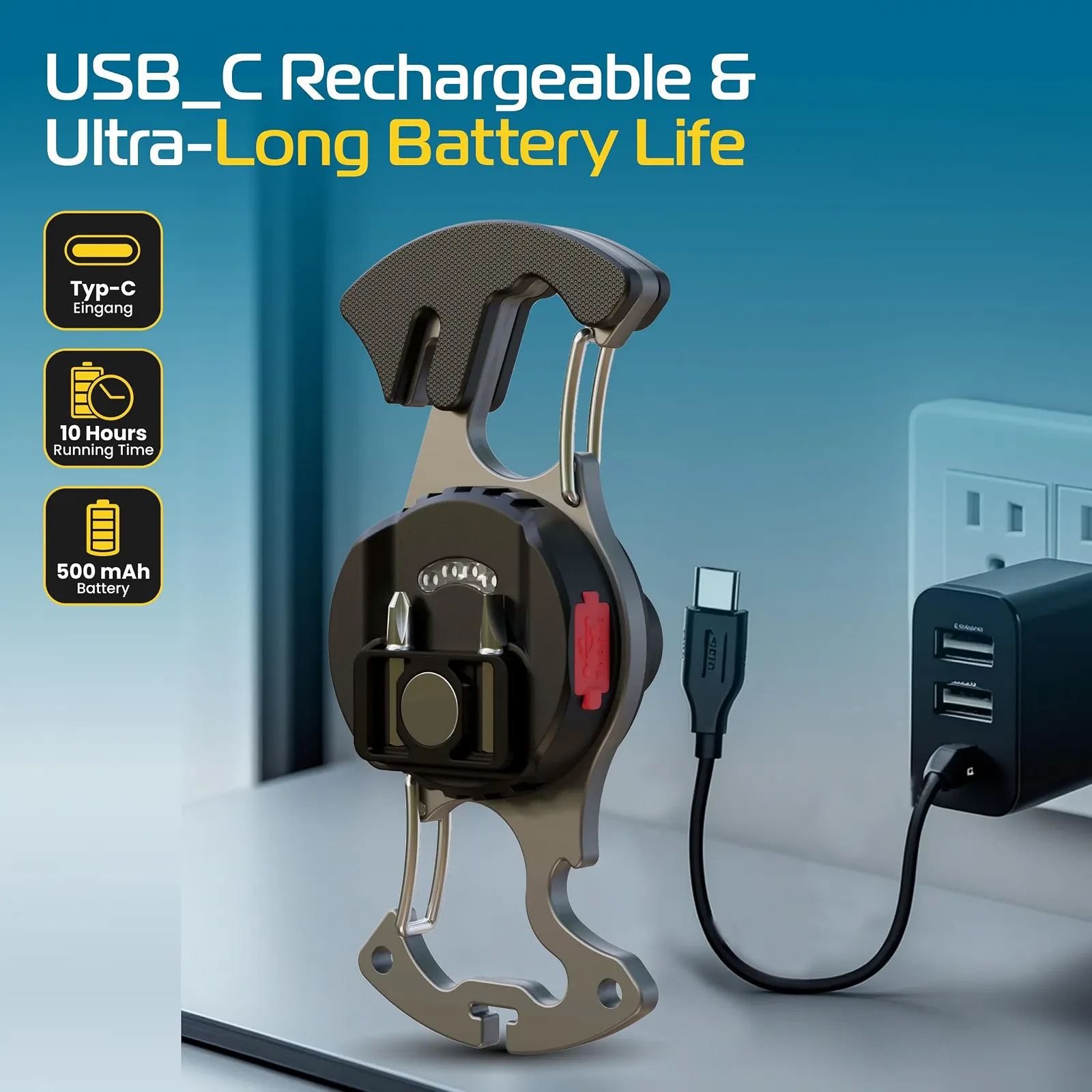 Міні LED робочий ліхтар RB564, 500 люмен, USB-C, 6 режимів освітлення та магнітна основа, фото №11