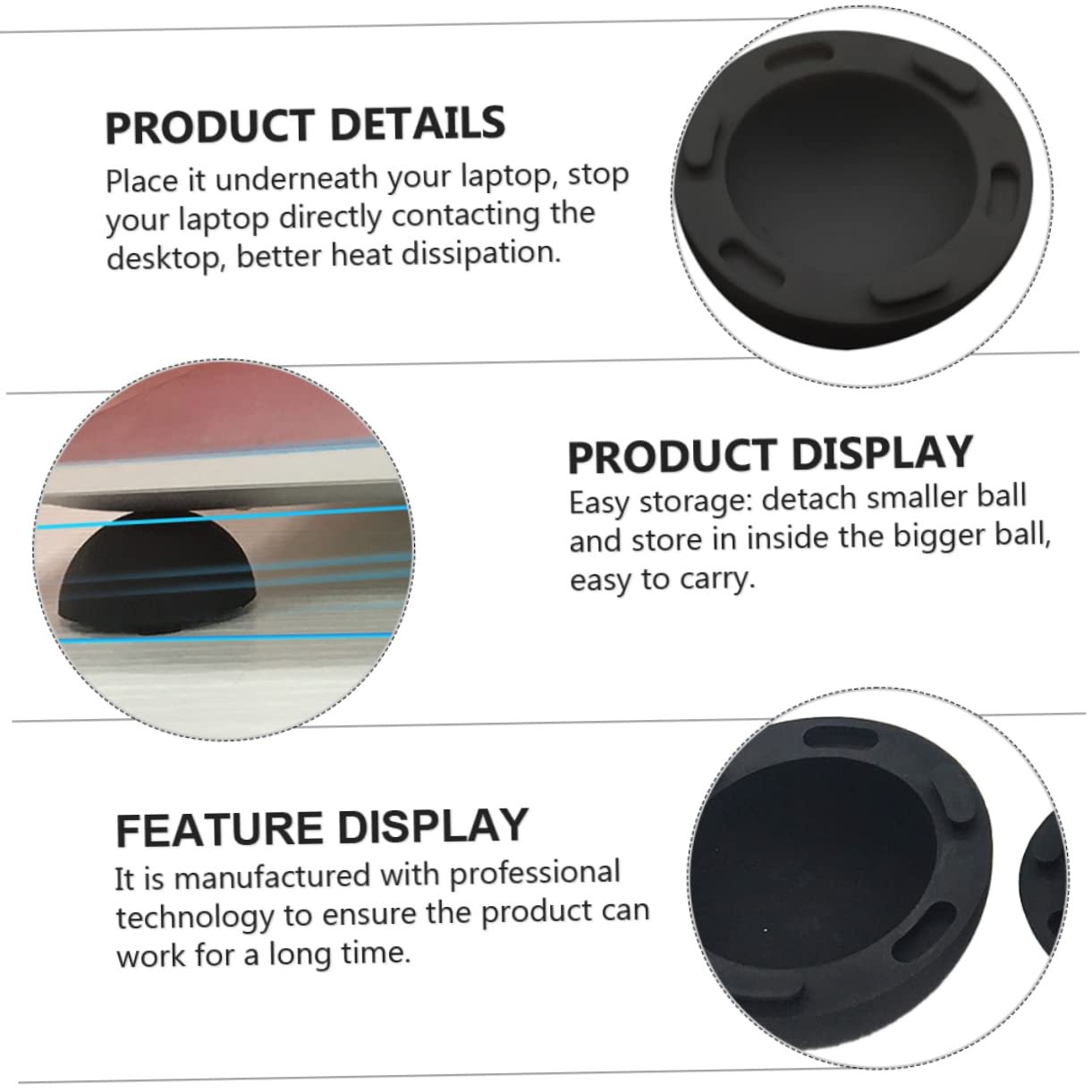 Подставка для ноутбука Tofficu, 4 шт., силиконовые сферические ножки для охлаждения, вентиляции и контроля температуры, подходит для ноутбуков и портативных устройств, фото №7