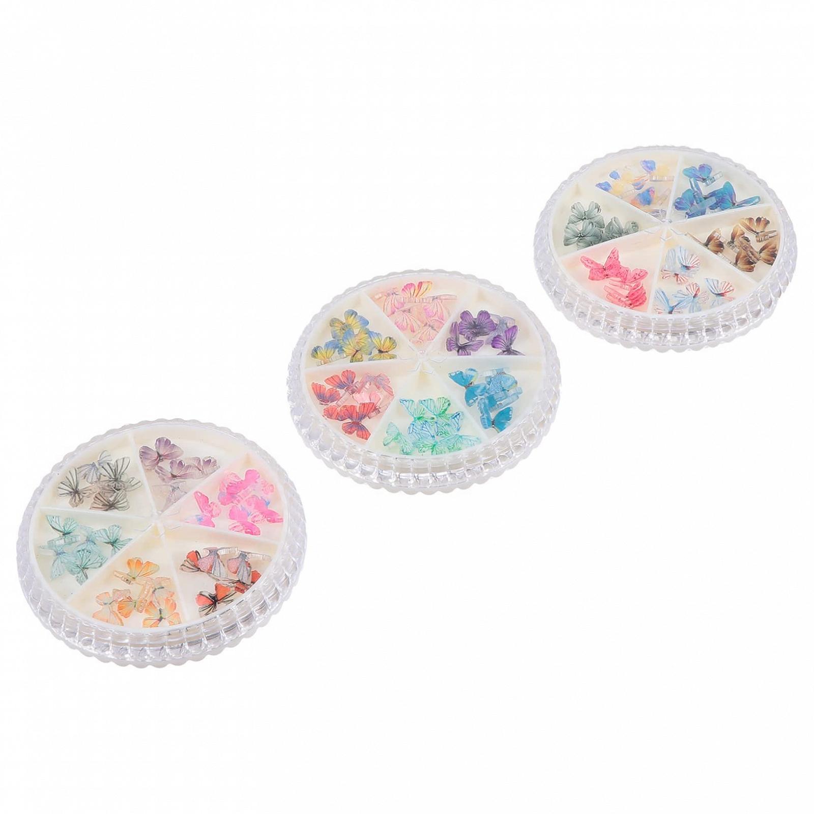 Прикрасы для ногтей Бабочка MERRYHAPY 3D Стразы для ногтей Подвески Плоские камни Наклейки на ногти с 3D бабочками 3 шт, фото №1