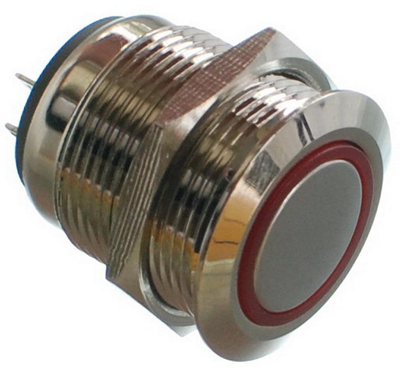 Кнопка антивандальна VJ Parts d22mm стрижка 19mm h23mm 2 положення 4 контакт індикація, фото №1