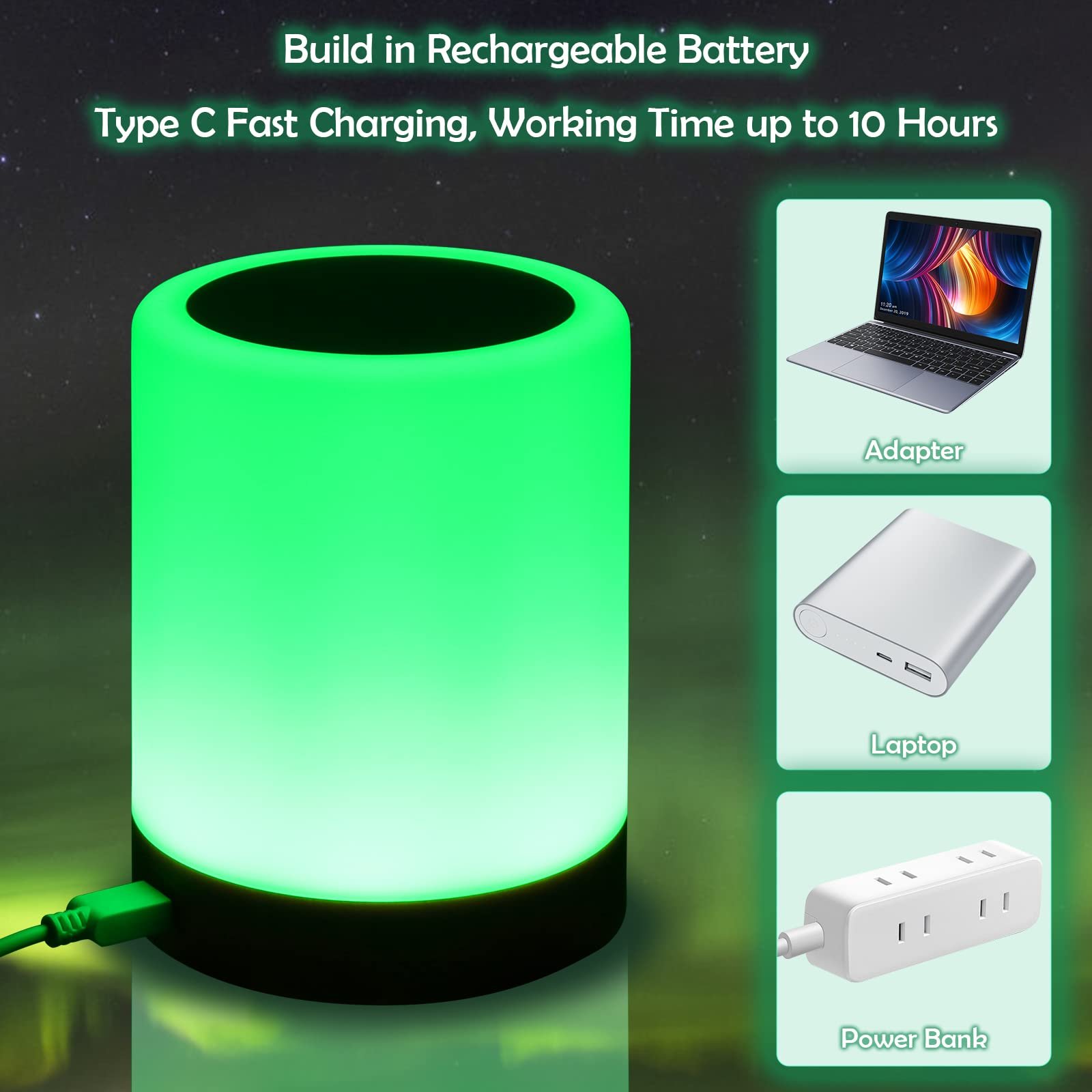 Настільна лампа JOPHEK LED Bedside Touch-Sensitive Night Light 13 Colours 3 Modes Timing Function, фото №6