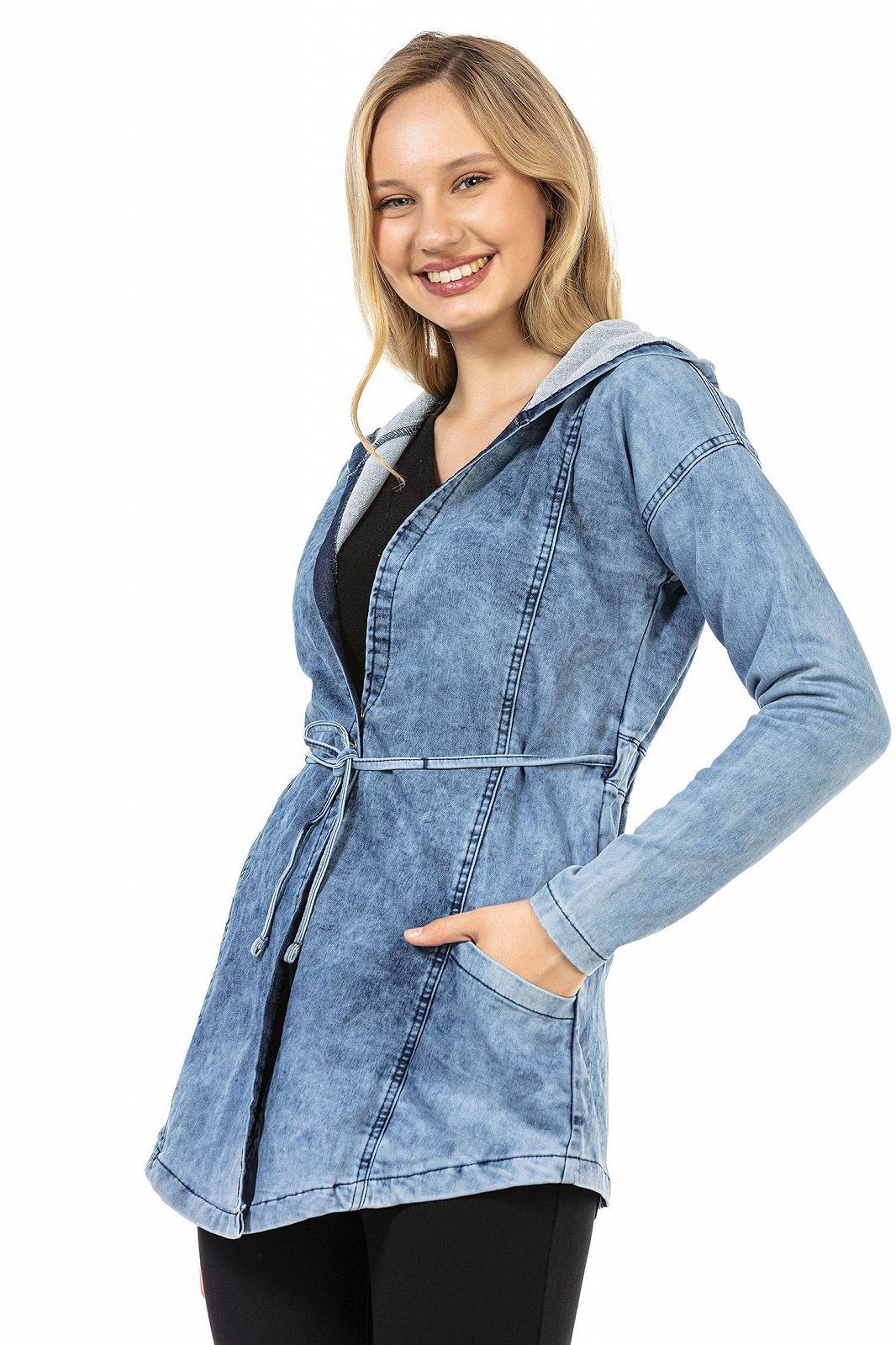 Джинсовая Куртка Cipo & Baxx Женская Короткая с Капюшоном Переходная Дenim WJ115, фото №3