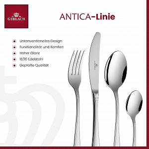 Набір столових приборів Gerlach Antica на 6 персон (ніж, виделка, ложка, чайна ложка), нержавіюча сталь, 24 шт. synthetic.ua - Фото 1