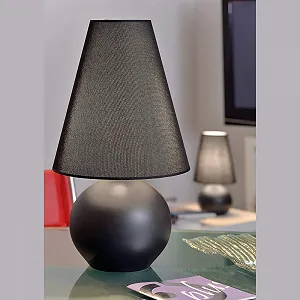 Настільна лампа ONLI з керамічною основою та тканинним абажуром чорна synthetic.ua - Фото 1