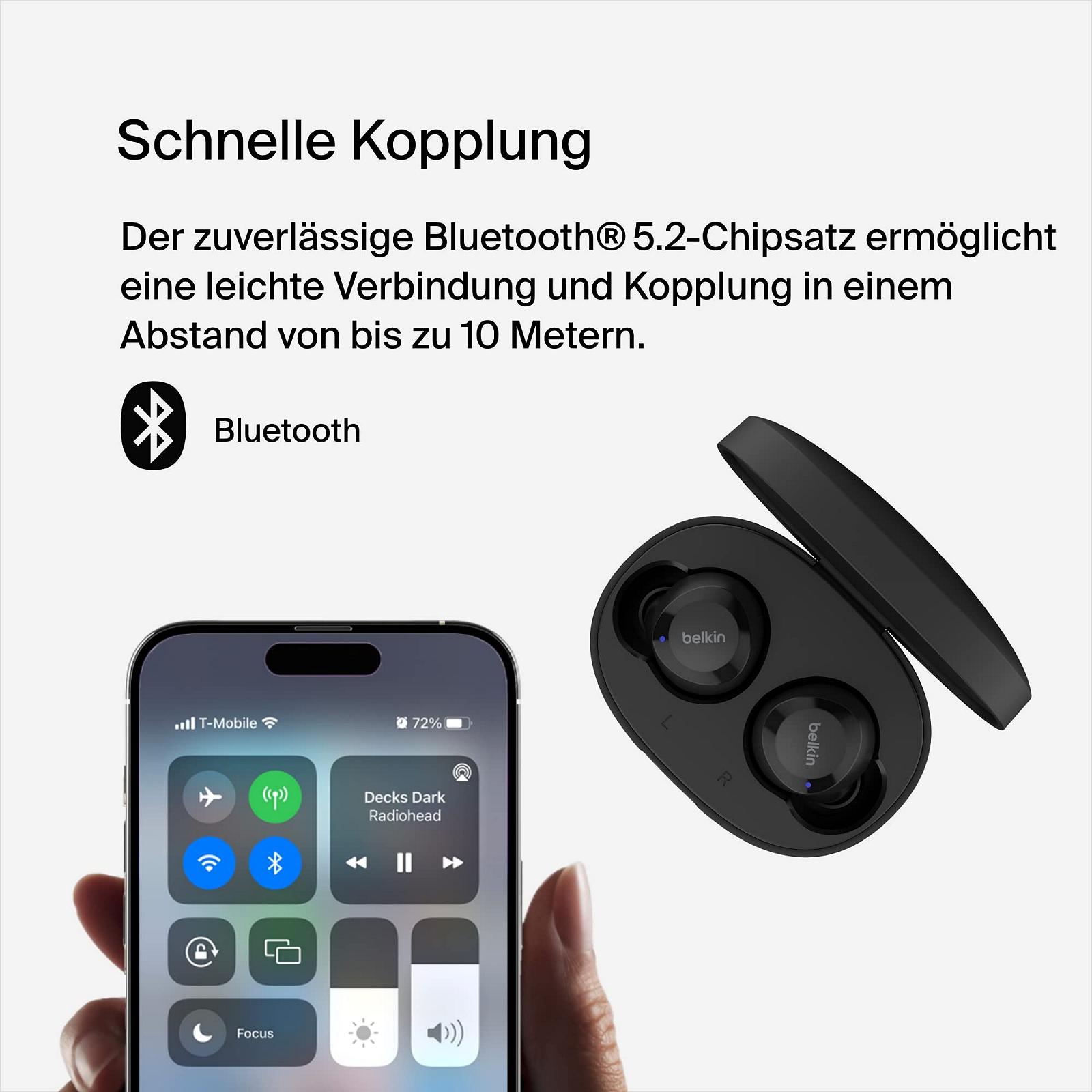 Вкладиші Belkin SoundForm Bolt True Wireless з мікрофоном, тривалість роботи батареї до 28 годин, режим моно, захист IPX4 від поту та бризок для iPhone, Galaxy, фото №3