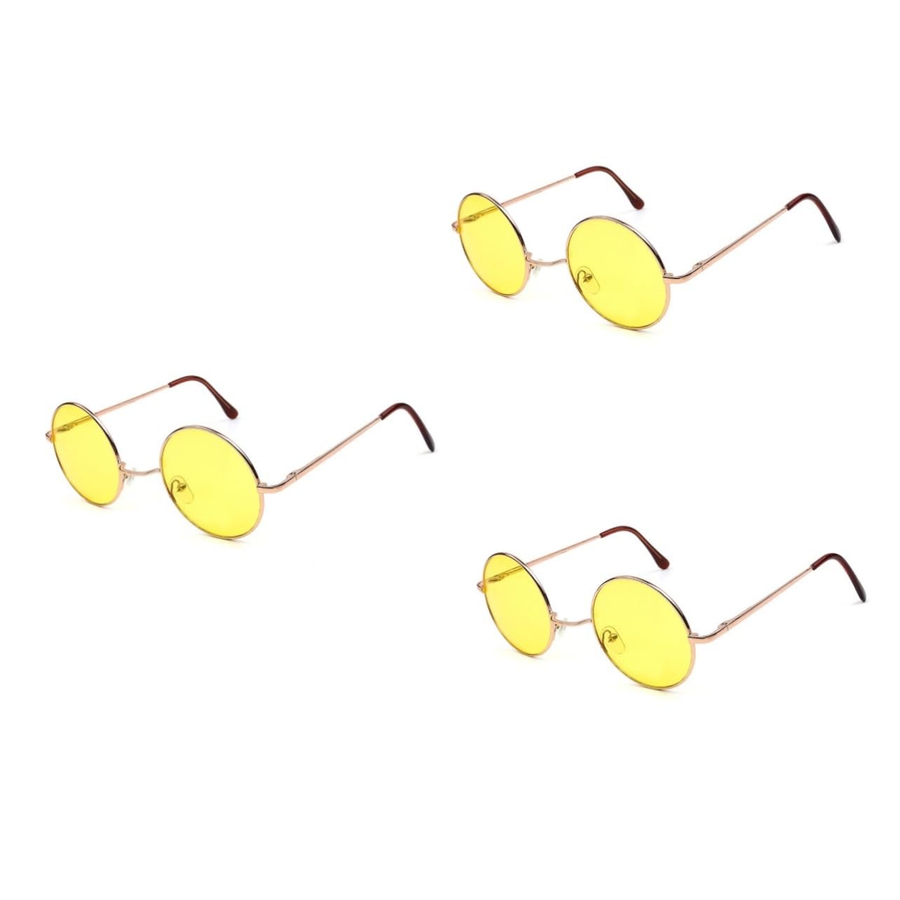 Сонцезахисні окуляри круглі ретро VALICLUD, 3 шт, жовтий, фото №8