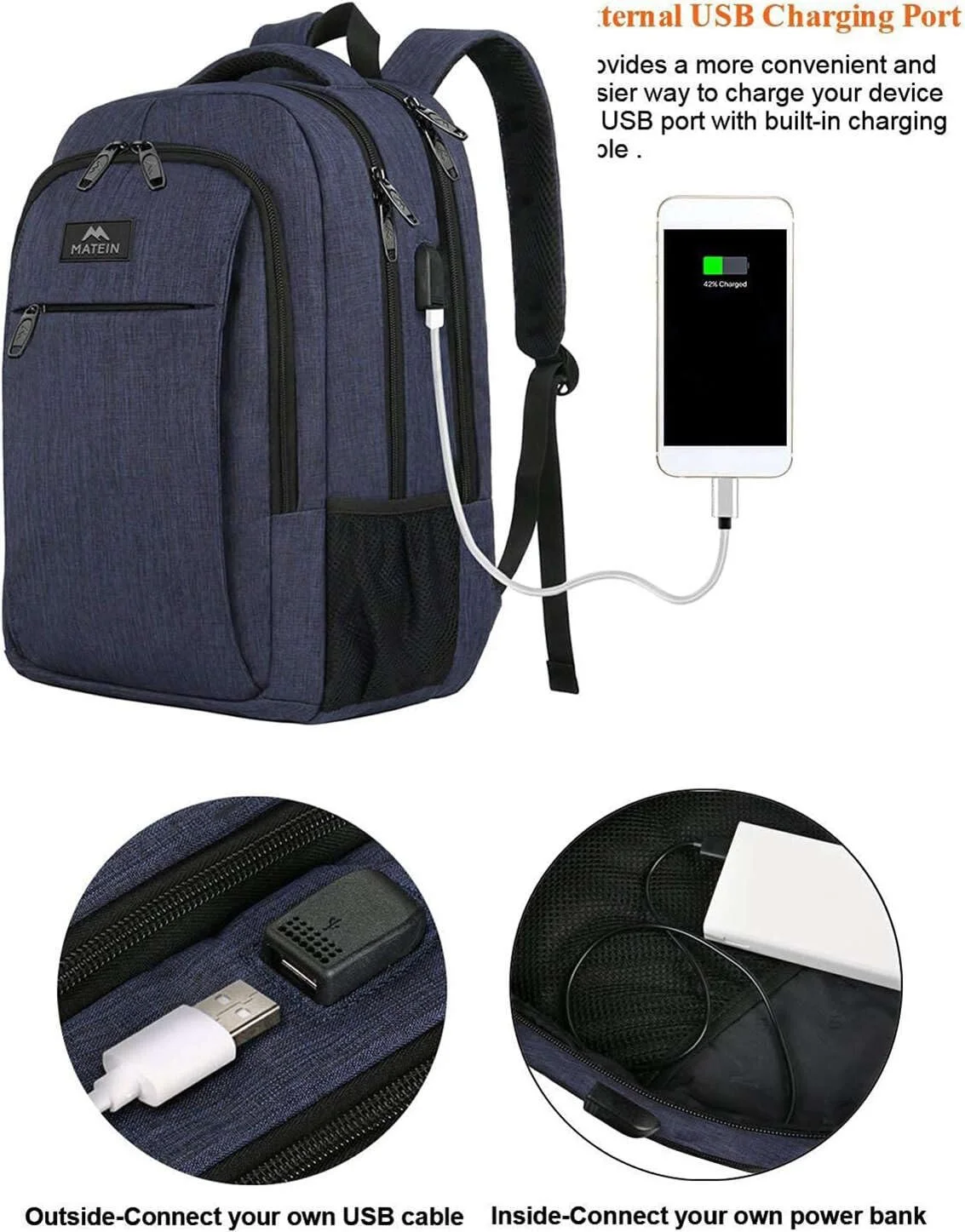 Рюкзак для ноутбука MATEIN 15.6 дюйма з USB-портом Синій, фото №2 Рюкзак для ноутбука MATEIN 15.6 дюйма з USB-портом Синій, фото №2