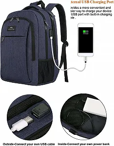 Рюкзак для ноутбука MATEIN 15.6 дюйма з USB-портом Синій synthetic.ua - Фото 1