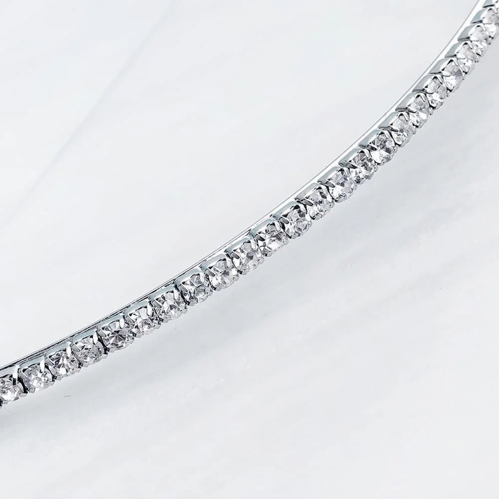 Обруч для волосся Метал зі стразами сріблястий, фото №2