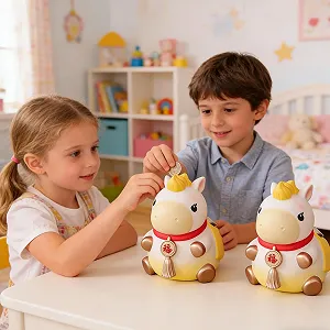 Скарбничка у формі коня 5,5 * 7,4 * 7,8 дюймів Велика місткість Емальована synthetic.ua - Фото 1
