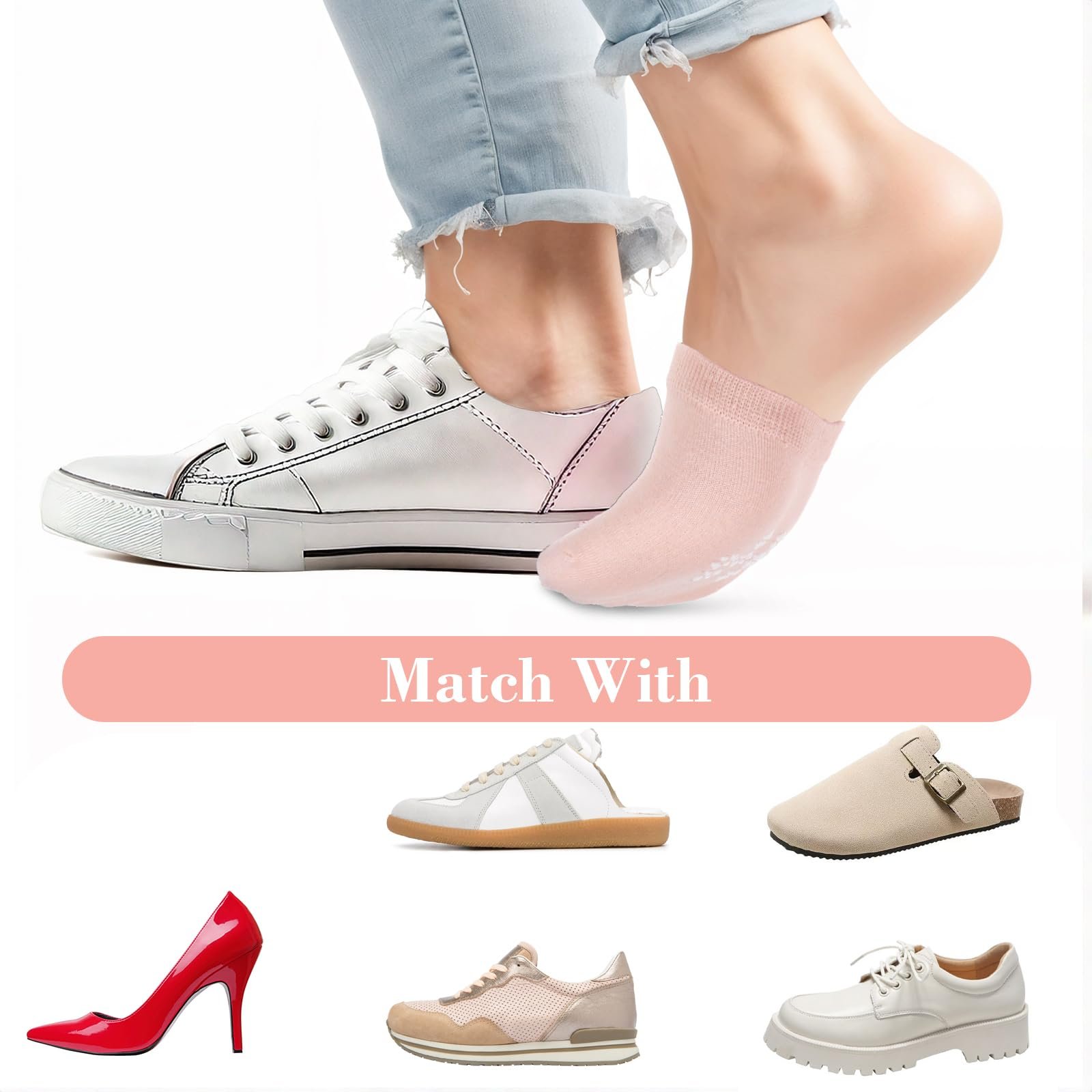 Женские носки с пальцами, укороченные, для мюлей, невидимые, нескользящие, хлопковые, бесшовные для клогов, 8 пар, фото №5