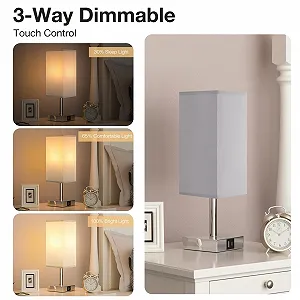 Настільна лампа Kakanuo Bedside Lamp Сенсорна Регульована USB A+C E27 Сіра synthetic.ua - Фото 1