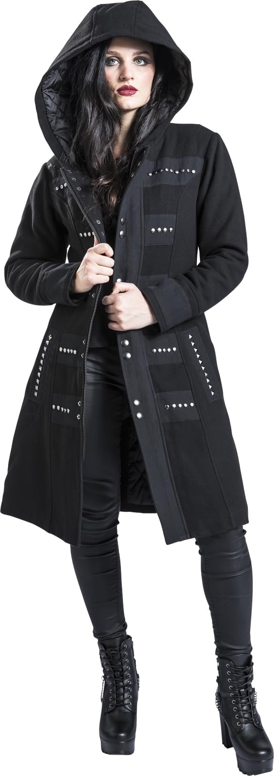 Пальто з капюшоном Gothicana by EMP Чорний, фото №5 Пальто з капюшоном Gothicana by EMP Чорний, фото №5