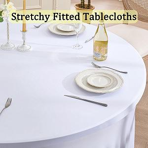Скатертина еластична спандекс кругла 150 см Біла synthetic.ua - Фото 1