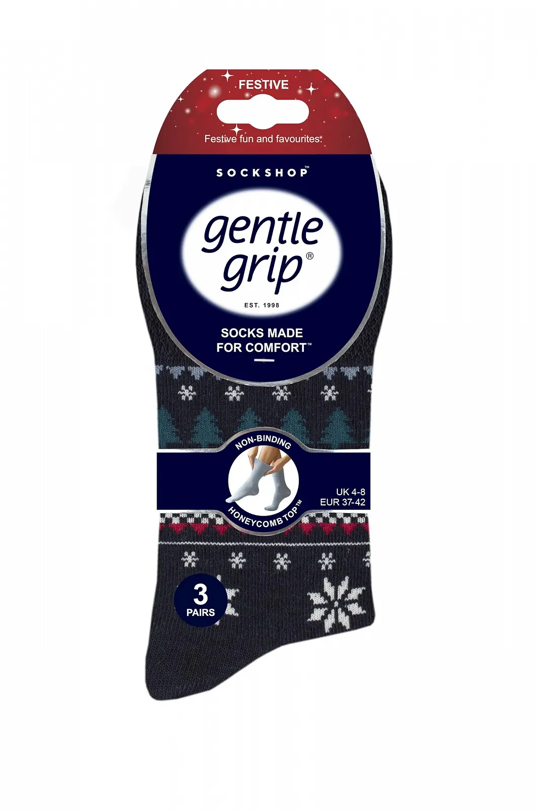Носки Женские SockShop Gentle Grip Хлопковые Рождественские Набор из 3 пар, фото №2 Носки Женские SockShop Gentle Grip Хлопковые Рождественские Набор из 3 пар, фото №2