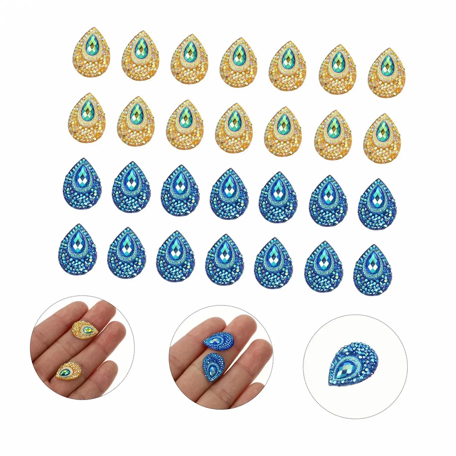 Стрази Краплеподібні NUOBESTY 300 штук, Кришталеві Стрази, Скляні, Плоска Основа, фото №6