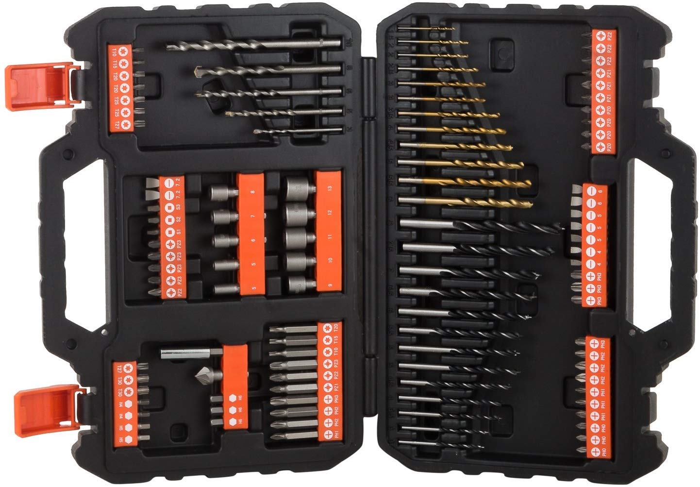 Набір Шурупокрут Black+Decker BDCDC18BAFC-QW (18 В, 2 x Li-Ion Слайд Акумулятори, 80 аксесуарів у високоякісному кейсі) + Black+Decker Набір Насадок для свердління та закручування (109 елементів), фото №5
