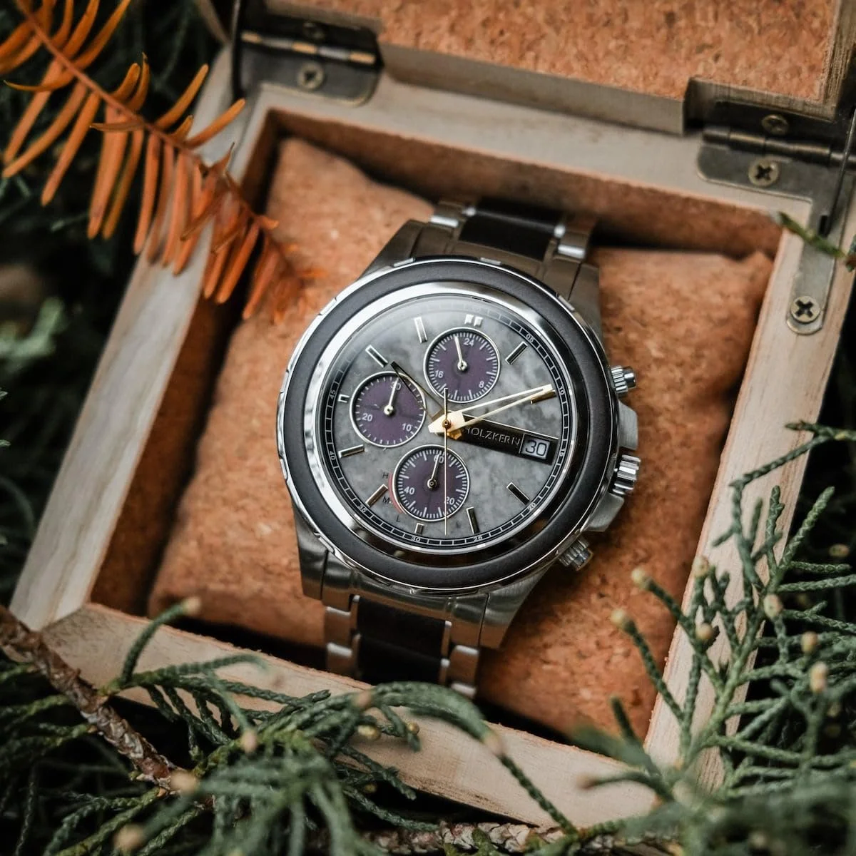 Мужские часы HOLZKERN Солнечный Хронограф Cairo Maple Black/Marble, фото №7 Мужские часы HOLZKERN Солнечный Хронограф Cairo Maple Black/Marble, фото №7