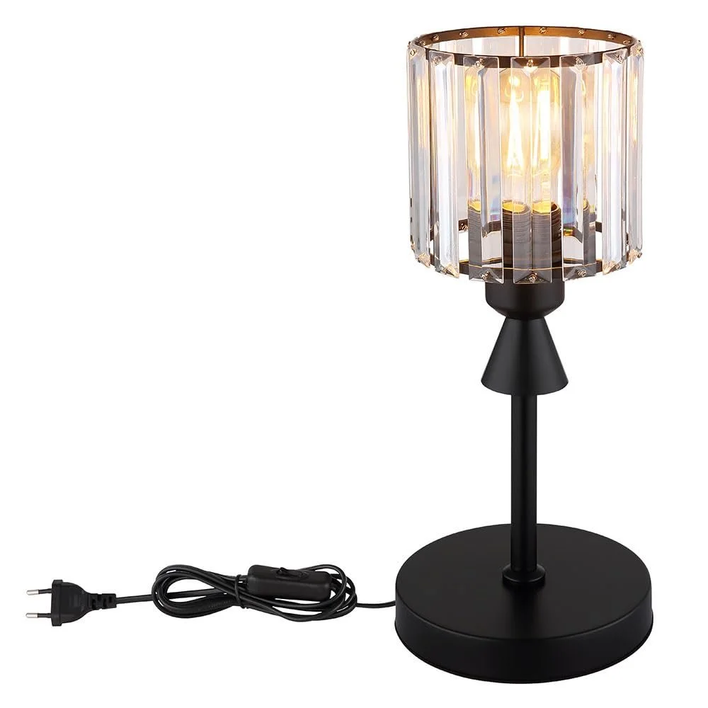 Настольная лампа GLOBO LIGHTING Металлическая Акриловые кристаллы 1x E27 Высота 34,3 см Черная, фото №5
