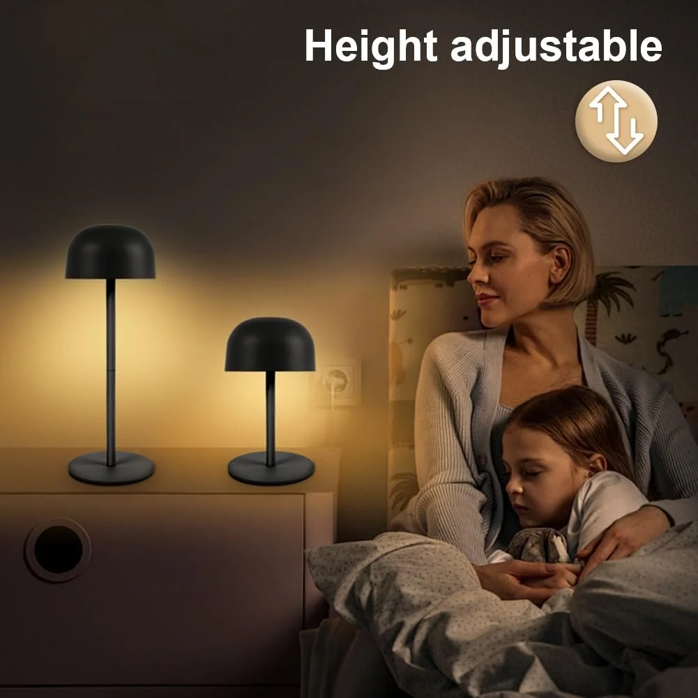 Настільна лампа HOTUT LED акумуляторна регульована висота сенсорна з димуванням Чорна, фото №6