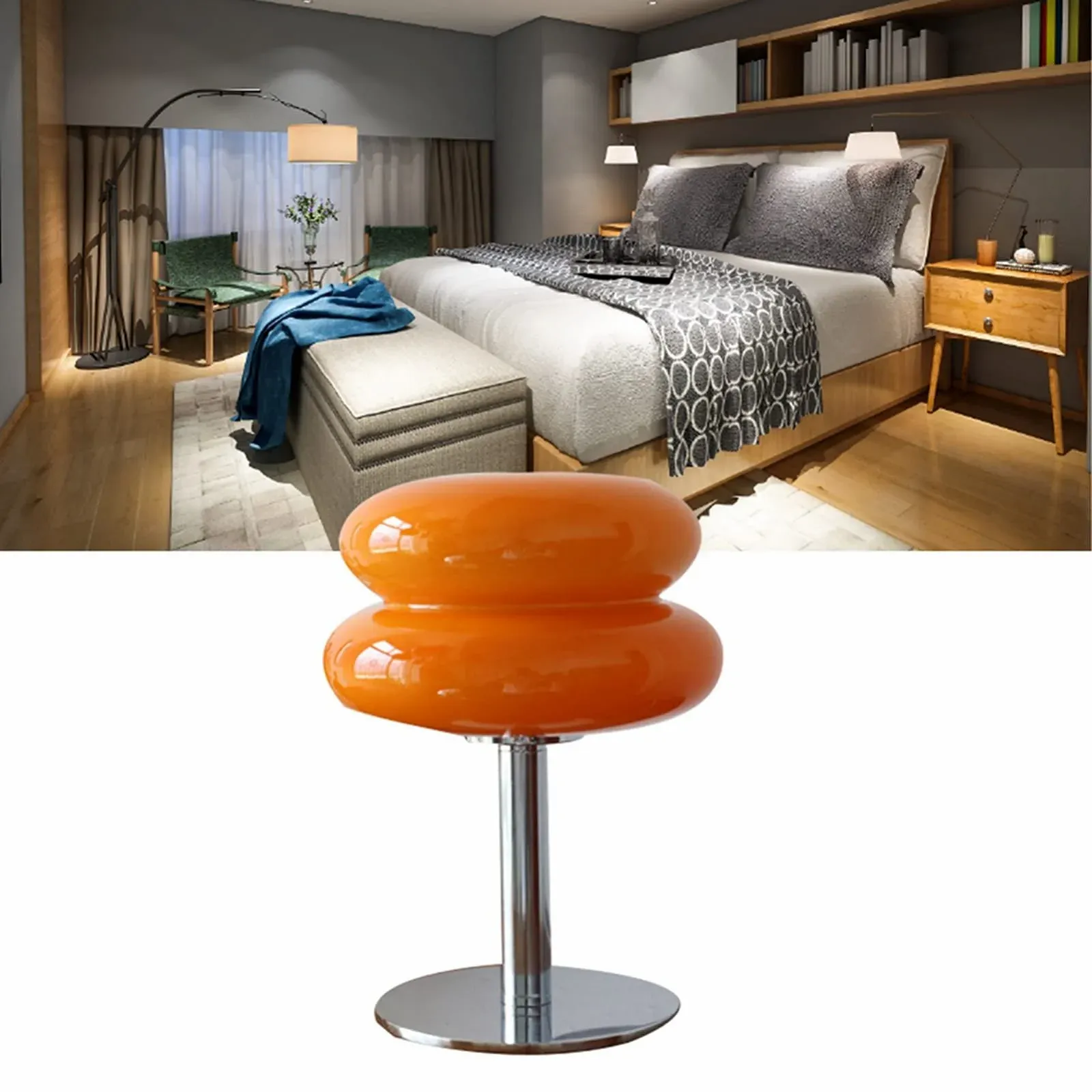 Настільна лампа KIMISS Egg Tart Mushroom енергоефективна м'яке скло Помаранчева, фото №8