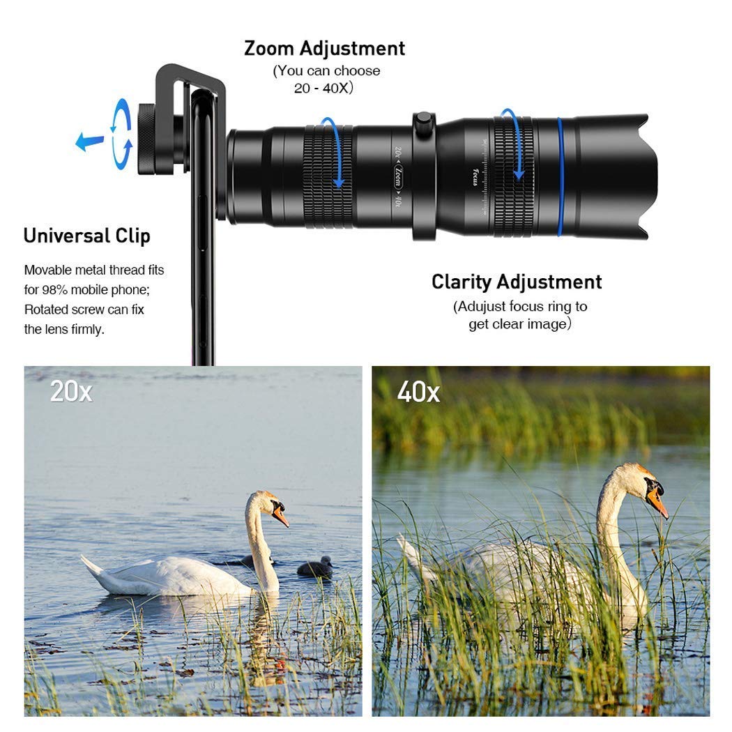 Монокуляр Ganzmetall внешний универсальный телеобъектив 20–40x зум двойная настройка с штативом, фото №3