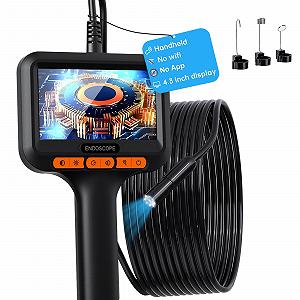 Эндоскоп Камера с 4.3" IPS Экраном 1080P HD Гибкая Жесткая Змеиная Камера для Инспекций с 8 LED Лампами IP67 Водонепроницаемая Дренажная Камера 50ft Гибкая Эндоскопическая Камера - Фото 1