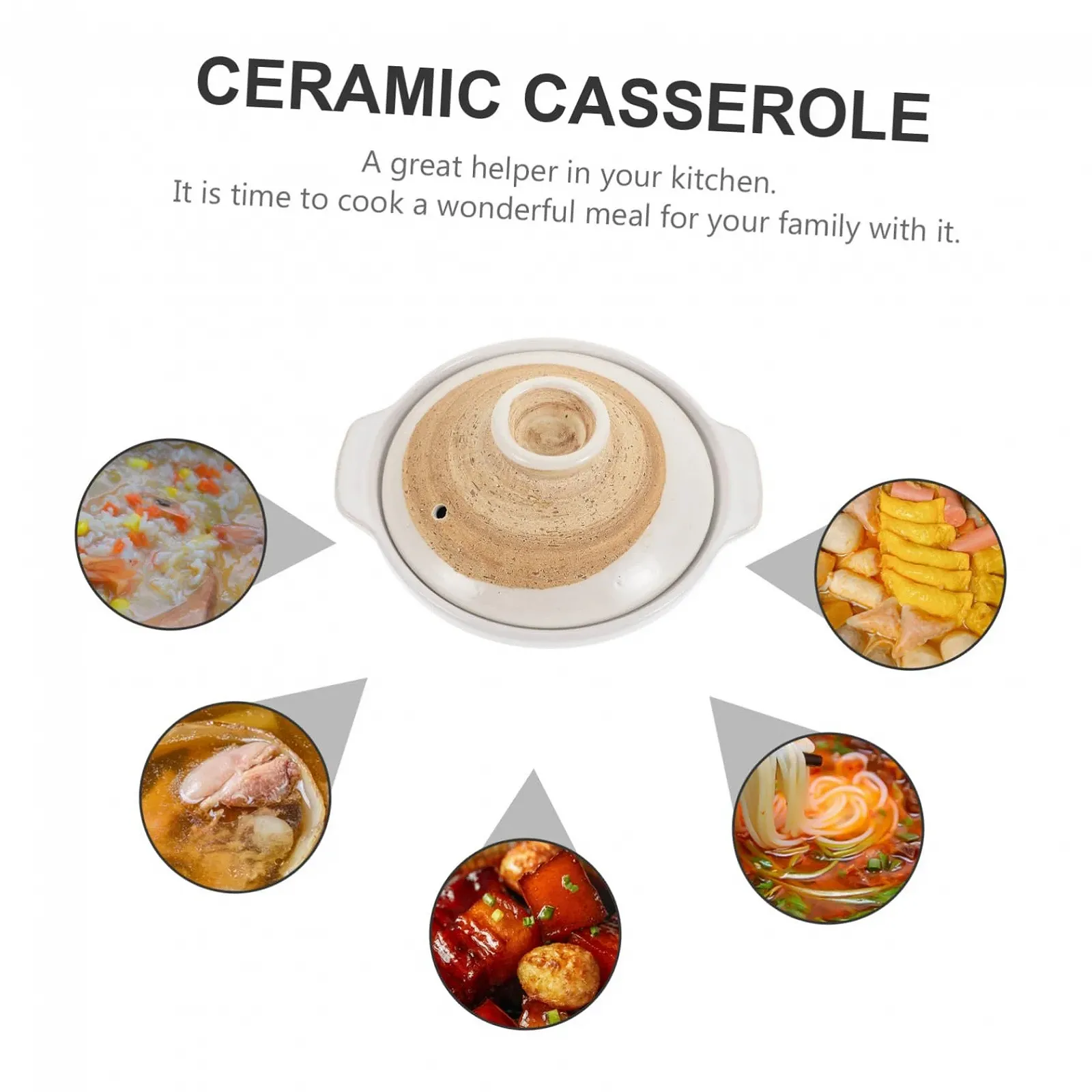 Каструля-кокор Sosoport мала японська керамічна термостійка з подвійною ручкою для рису та запіканок, фото №4