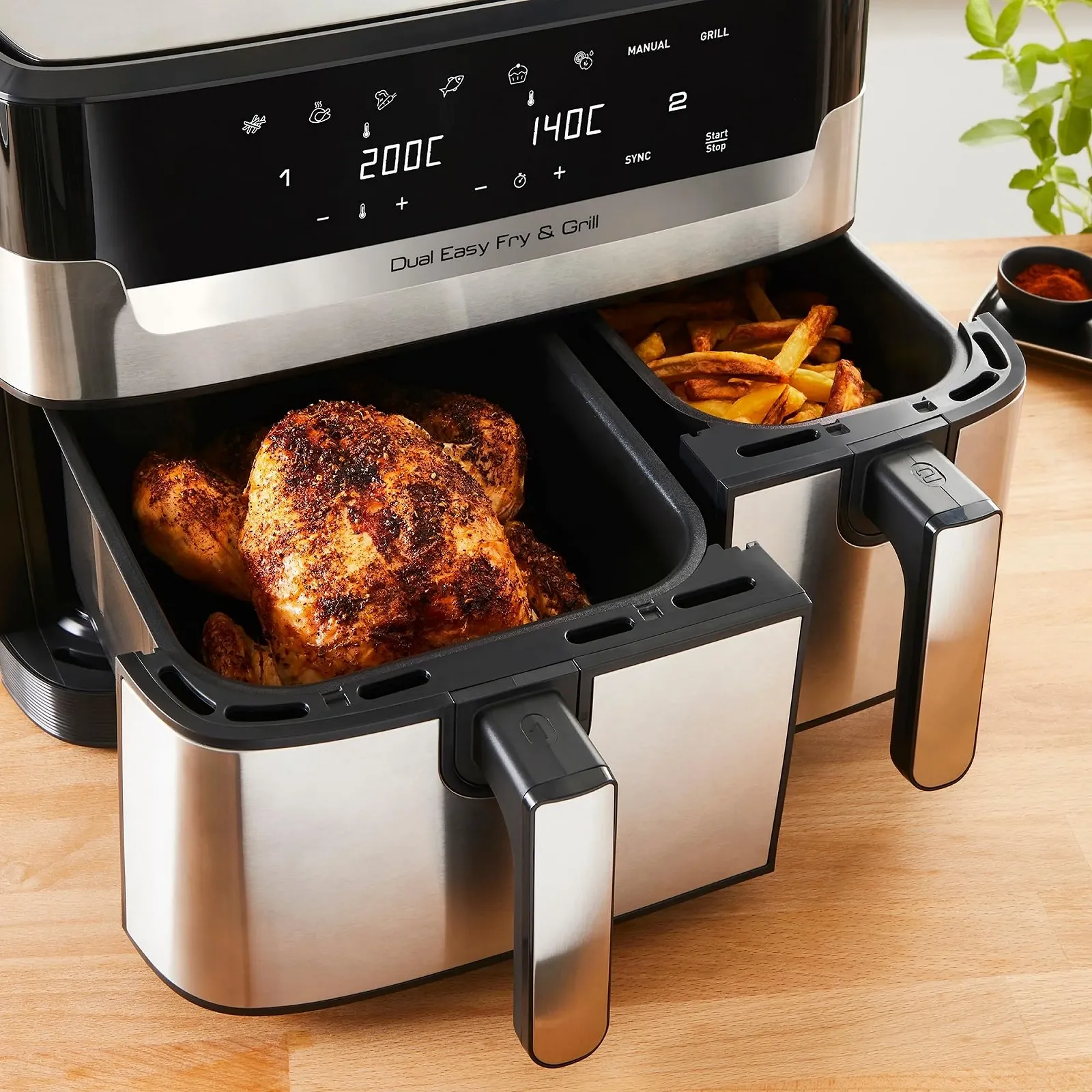 Мультипечь-гриль Tefal Dual Easy Fry & Grill EY905D 8.3 л 2700 Вт Black, фото №4 Мультипечь-гриль Tefal Dual Easy Fry & Grill EY905D 8.3 л 2700 Вт Black, фото №4
